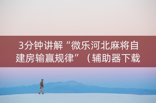 3分钟讲解“微乐河北麻将自建房输赢规律”（辅助器下载)