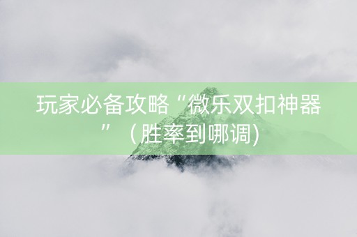 玩家必备攻略“微乐双扣神器”（胜率到哪调)