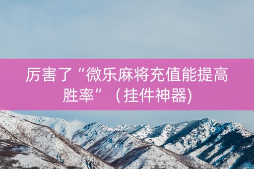 厉害了“微乐麻将充值能提高胜率”（挂件神器)