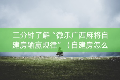 三分钟了解“微乐广西麻将自建房输赢规律”（自建房怎么赢)