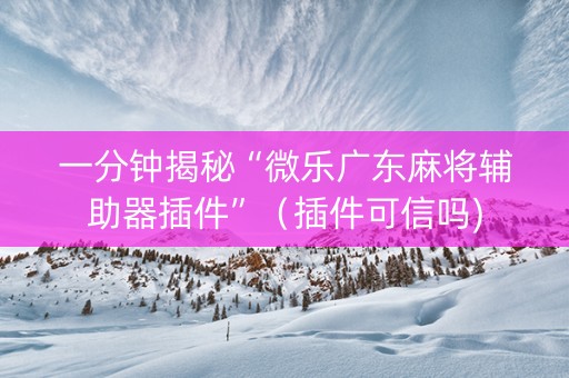 一分钟揭秘“微乐广东麻将辅助器插件”（插件可信吗)