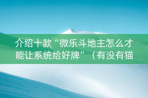 介绍十款“微乐斗地主怎么才能让系统给好牌”（有没有猫腻)