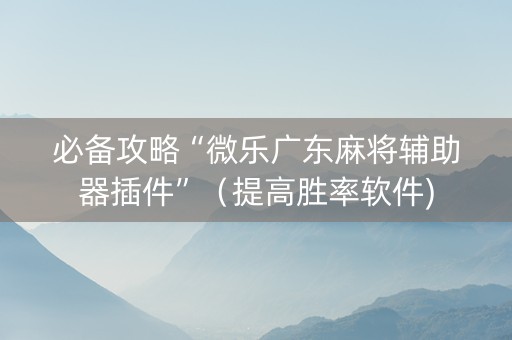 必备攻略“微乐广东麻将辅助器插件”（提高胜率软件)