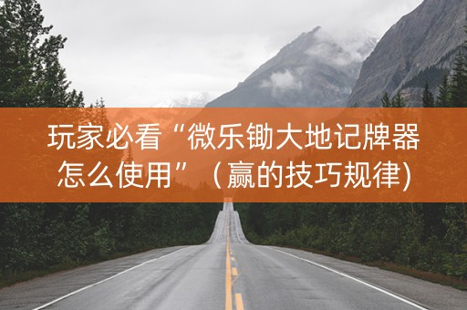 玩家必看“微乐锄大地记牌器怎么使用”（赢的技巧规律)