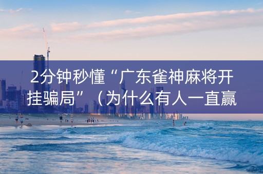 2分钟秒懂“广东雀神麻将开挂骗局”（为什么有人一直赢)