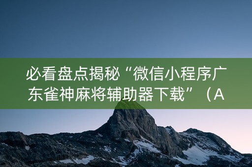 必看盘点揭秘“微信小程序广东雀神麻将辅助器下载”（AI辅助胡牌规则)