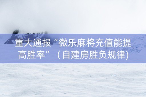 重大通报“微乐麻将充值能提高胜率”（自建房胜负规律)