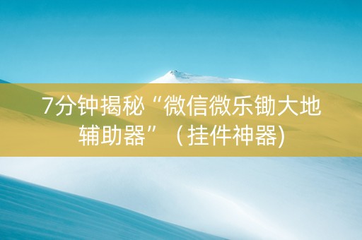 7分钟揭秘“微信微乐锄大地辅助器”（挂件神器)