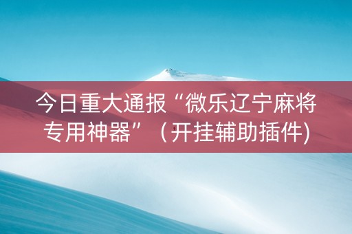 今日重大通报“微乐辽宁麻将专用神器”（开挂辅助插件)