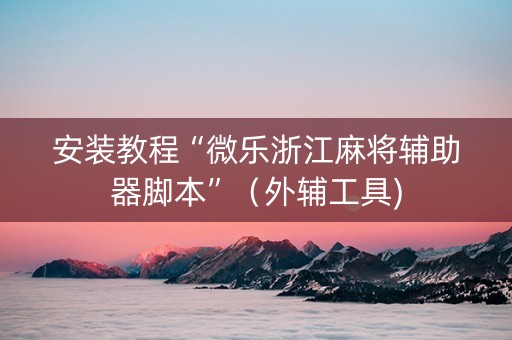 安装教程“微乐浙江麻将辅助器脚本”（外辅工具)