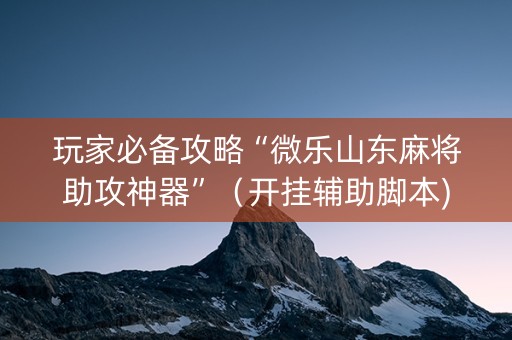 玩家必备攻略“微乐山东麻将助攻神器”（开挂辅助脚本)