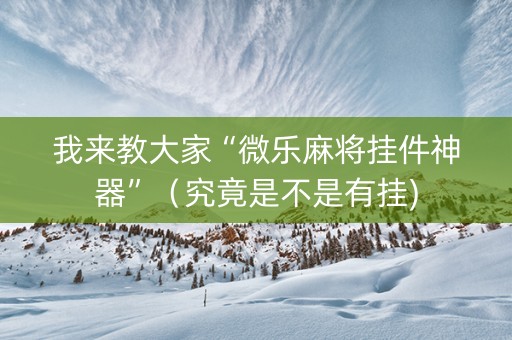 我来教大家“微乐麻将挂件神器”（究竟是不是有挂)