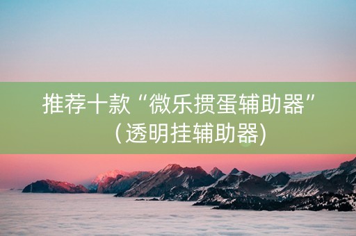 推荐十款“微乐掼蛋辅助器”（透明挂辅助器)