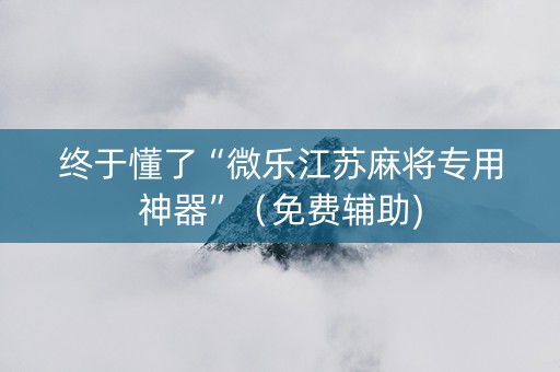 终于懂了“微乐江苏麻将专用神器”（免费辅助)