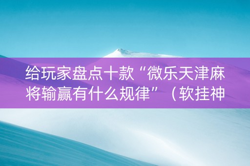 给玩家盘点十款“微乐天津麻将输赢有什么规律”（软挂神器)