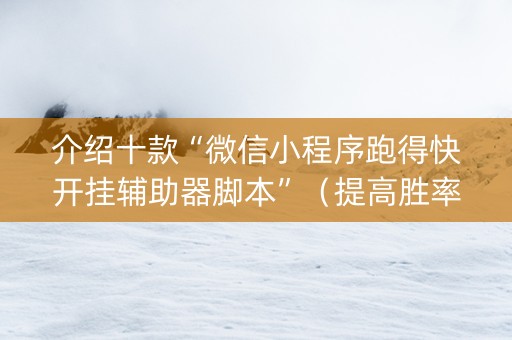 介绍十款“微信小程序跑得快开挂辅助器脚本”（提高胜率技巧)