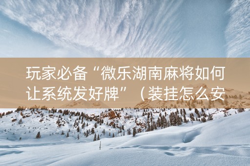 玩家必备“微乐湖南麻将如何让系统发好牌”（装挂怎么安装)