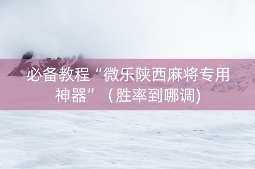 必备教程“微乐陕西麻将专用神器”（胜率到哪调)