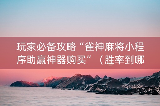 玩家必备攻略“雀神麻将小程序助赢神器购买”（胜率到哪调)