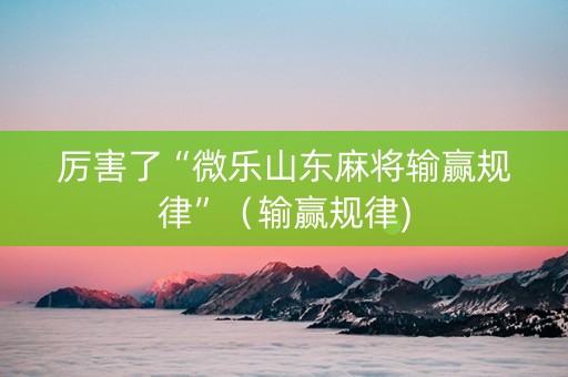 厉害了“微乐山东麻将输赢规律”（输赢规律)