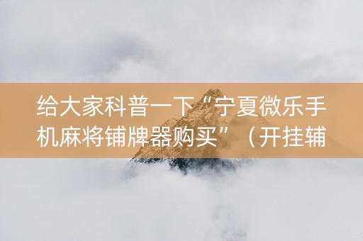 给大家科普一下“宁夏微乐手机麻将铺牌器购买”（开挂辅助器插件)