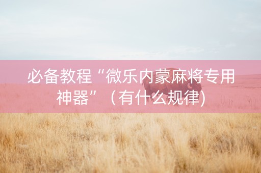 必备教程“微乐内蒙麻将专用神器”（有什么规律)