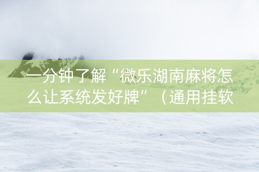 一分钟了解“微乐湖南麻将怎么让系统发好牌”（通用挂软件多少钱)