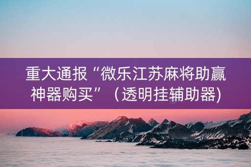 重大通报“微乐江苏麻将助赢神器购买”（透明挂辅助器)