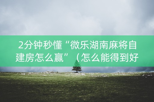 2分钟秒懂“微乐湖南麻将自建房怎么赢”（怎么能得到好牌)