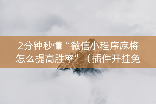 2分钟秒懂“微信小程序麻将怎么提高胜率”（插件开挂免费AI)
