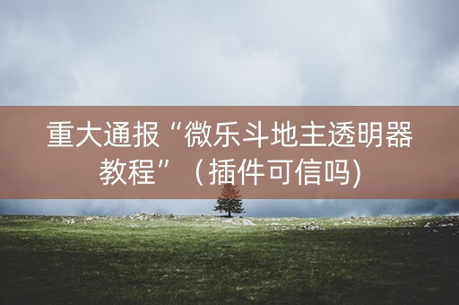 重大通报“微乐斗地主透明器教程”（插件可信吗)
