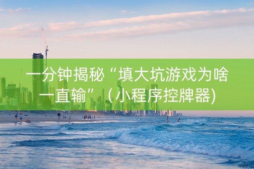 一分钟揭秘“填大坑游戏为啥一直输”（小程序控牌器)