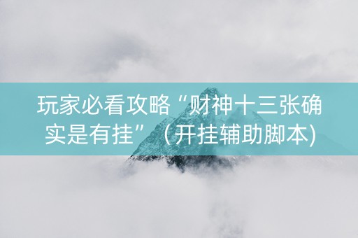 玩家必看攻略“财神十三张确实是有挂”（开挂辅助脚本)