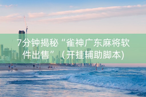 7分钟揭秘“雀神广东麻将软件出售”（开挂辅助脚本)