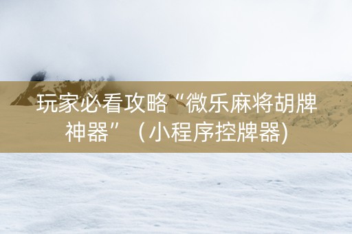 玩家必看攻略“微乐麻将胡牌神器”（小程序控牌器)
