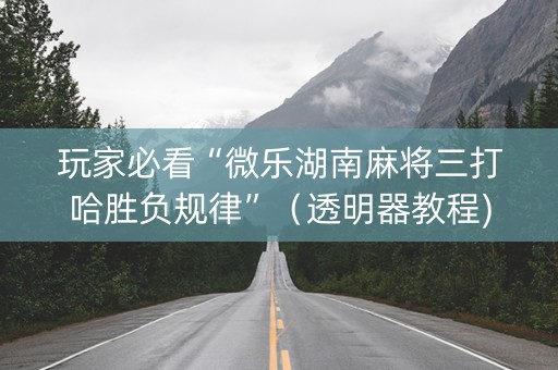 玩家必看“微乐湖南麻将三打哈胜负规律”（透明器教程)