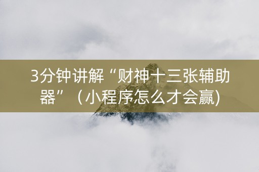 3分钟讲解“财神十三张辅助器”（小程序怎么才会赢)