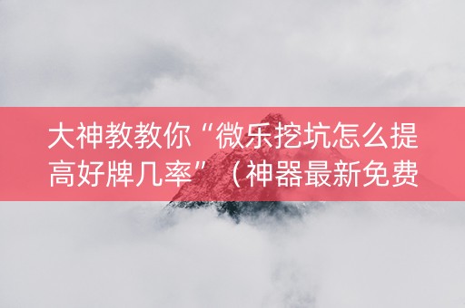 大神教教你“微乐挖坑怎么提高好牌几率”（神器最新免费)
