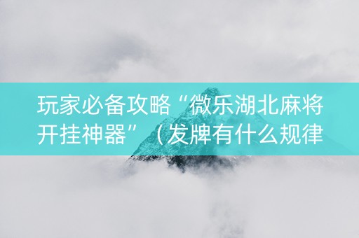 玩家必备攻略“微乐湖北麻将开挂神器”（发牌有什么规律吗)