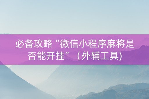 必备攻略“微信小程序麻将是否能开挂”（外辅工具)