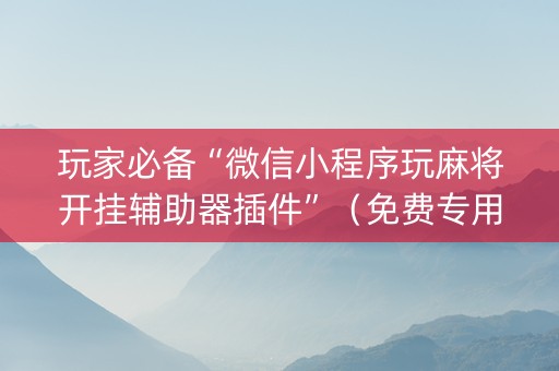 玩家必备“微信小程序玩麻将开挂辅助器插件”（免费专用神器)