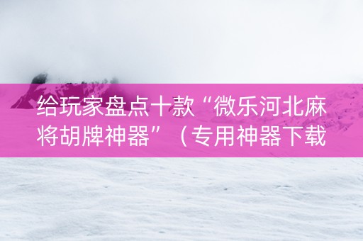 给玩家盘点十款“微乐河北麻将胡牌神器”（专用神器下载)