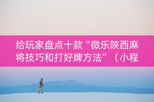 给玩家盘点十款“微乐陕西麻将技巧和打好牌方法”（小程序辅助软件)