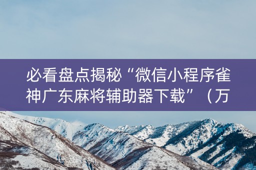 必看盘点揭秘“微信小程序雀神广东麻将辅助器下载”（万能开挂器)