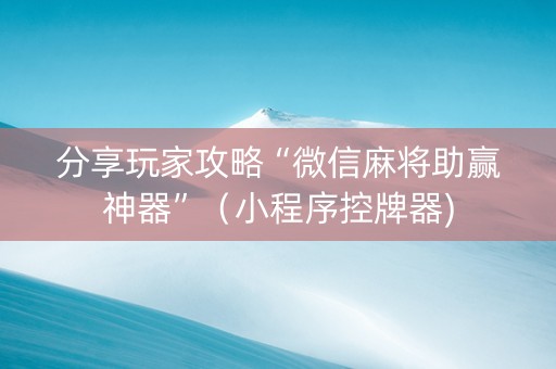 分享玩家攻略“微信麻将助赢神器”（小程序控牌器)