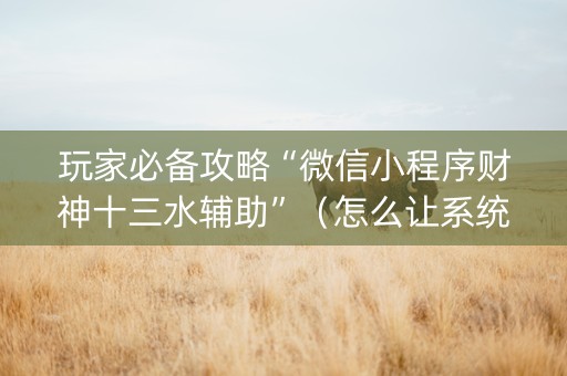 玩家必备攻略“微信小程序财神十三水辅助”（怎么让系统给你发好牌)