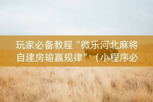 玩家必备教程“微乐河北麻将自建房输赢规律”（小程序必赢神器)