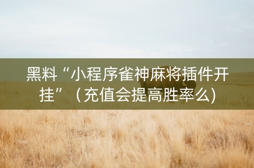 黑料“小程序雀神麻将插件开挂”（充值会提高胜率么)