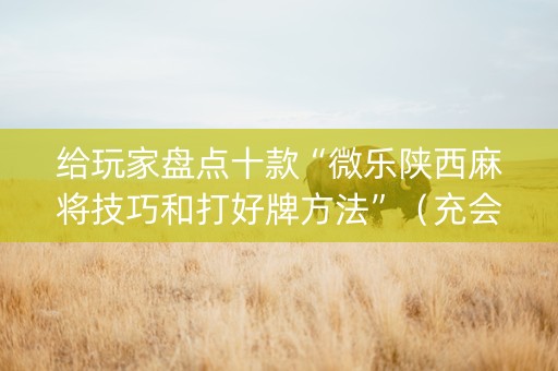 给玩家盘点十款“微乐陕西麻将技巧和打好牌方法”（充会员胜率高)