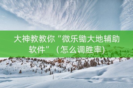 大神教教你“微乐锄大地辅助软件”（怎么调胜率)